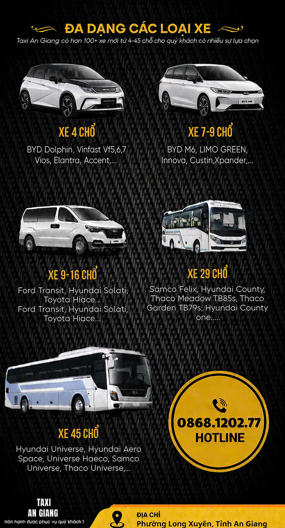 Dịch vụ Taxi Điện An Giang